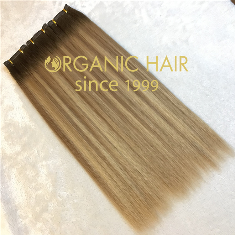 Hair extensions to order--Organic Hair Hybrid Hand-Tied  Weft  C6